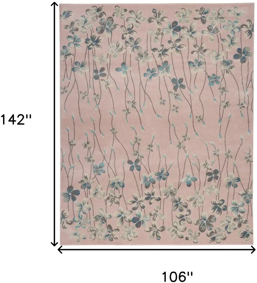 Pink Gray and Blue Floral Area Rug Photo 3