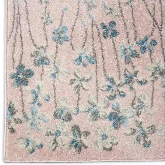 Pink Gray and Blue Floral Area Rug Photo 7