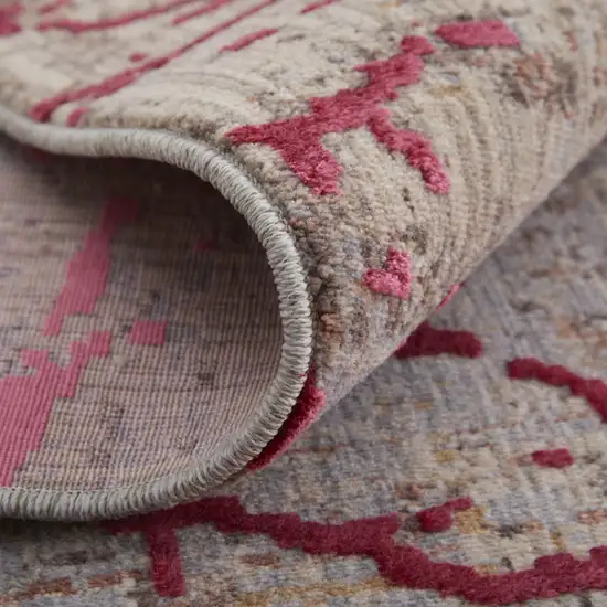 Pink Gray and Taupe Abstract Power Loom Area Rug Photo 6