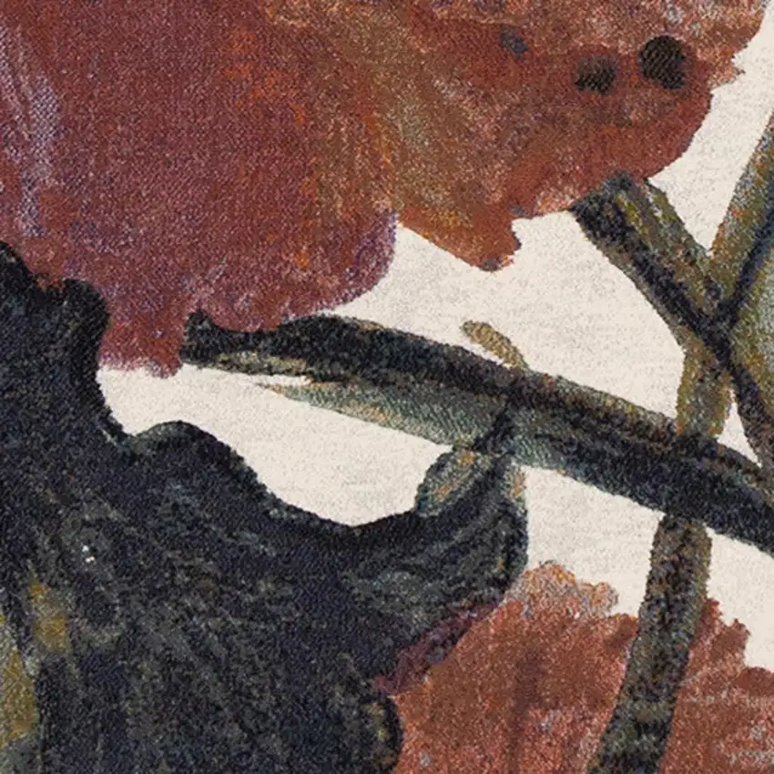 Pink Green And Beige Botanical Leaves Area Rug Photo 5