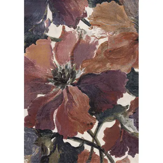 Pink Green And Beige Botanical Leaves Area Rug Photo 2