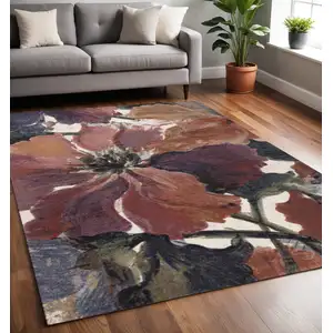 Photo of Pink Green And Beige Botanical Leaves Area Rug