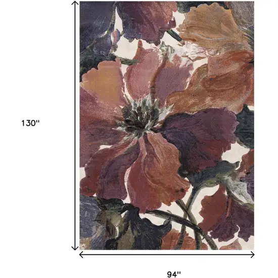 Pink Green And Beige Botanical Leaves Area Rug Photo 3