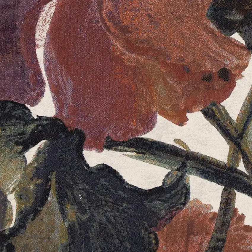 Pink Green And Beige Botanical Leaves Area Rug Photo 4