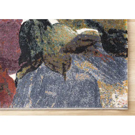 Pink Green And Beige Botanical Leaves Area Rug Photo 8