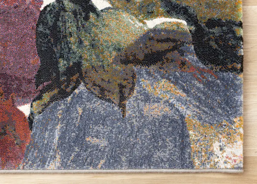 Pink Green And Beige Botanical Leaves Area Rug Photo 8