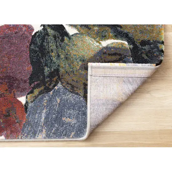 Pink Green And Beige Botanical Leaves Area Rug Photo 9