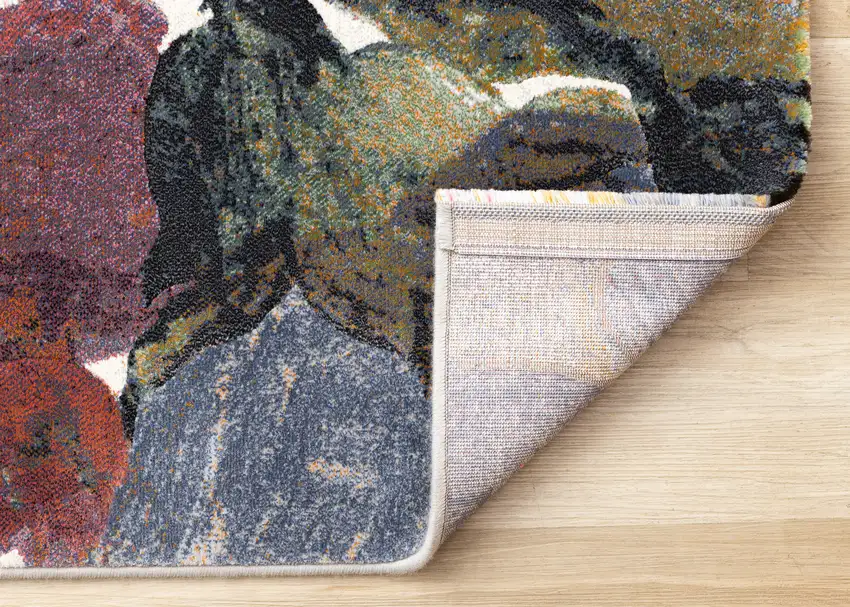 Pink Green And Beige Botanical Leaves Area Rug Photo 9