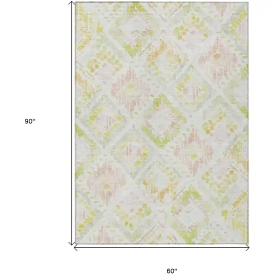 Pink Green And Beige Geometric Washable Indoor Outdoor Area Rug Photo 8