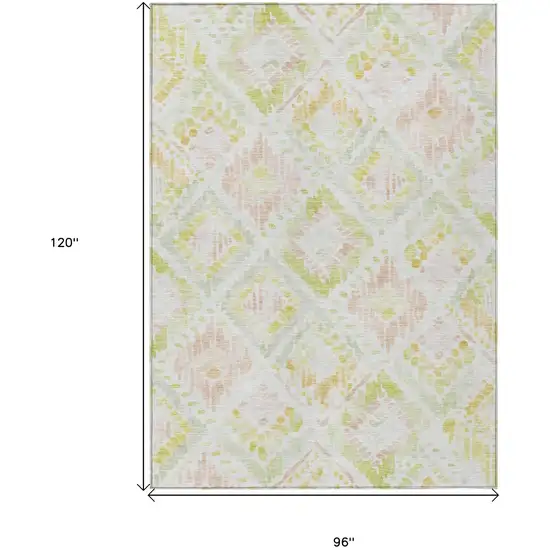 Pink Green And Beige Geometric Washable Indoor Outdoor Area Rug Photo 8