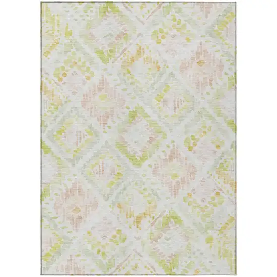 Pink Green And Beige Geometric Washable Indoor Outdoor Area Rug Photo 2
