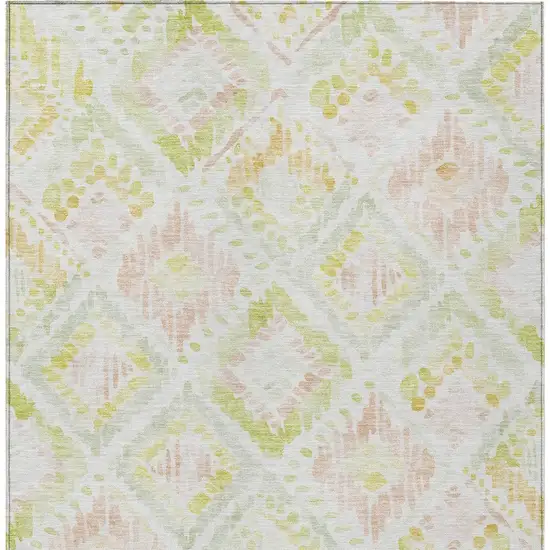 Pink Green And Beige Geometric Washable Indoor Outdoor Area Rug Photo 7