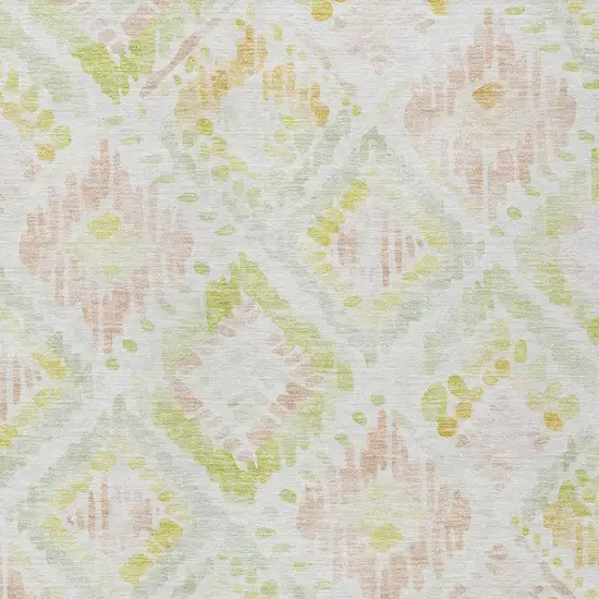 Pink Green And Beige Geometric Washable Indoor Outdoor Area Rug Photo 6
