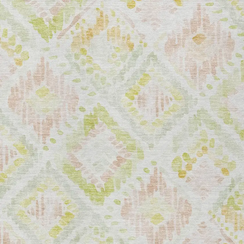 Pink Green And Beige Geometric Washable Indoor Outdoor Area Rug Photo 6