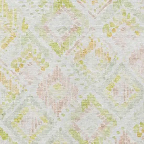 Pink Green And Beige Geometric Washable Indoor Outdoor Area Rug Photo 6