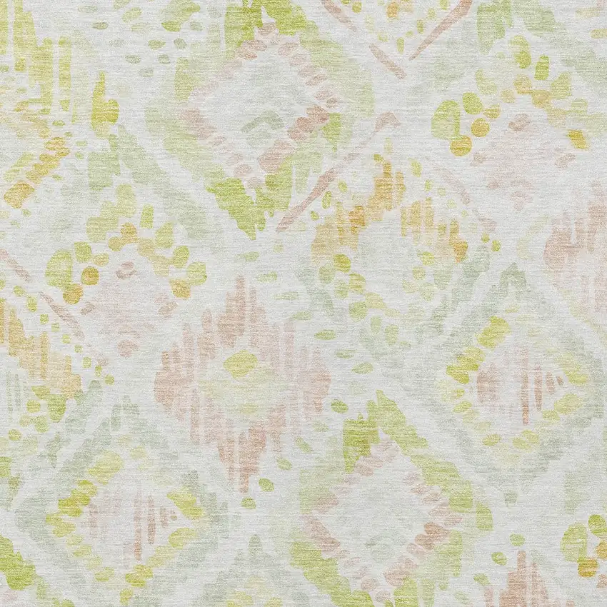 Pink Green And Beige Geometric Washable Indoor Outdoor Area Rug Photo 6