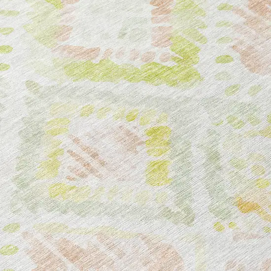 Pink Green And Beige Geometric Washable Indoor Outdoor Area Rug Photo 5