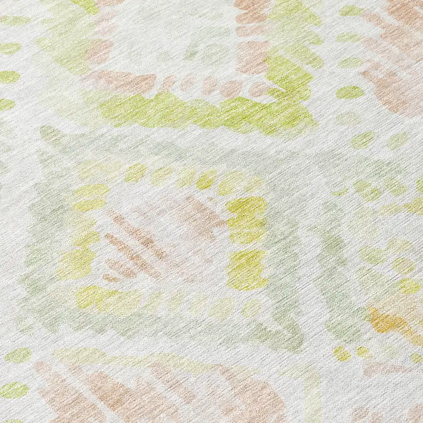 Pink Green And Beige Geometric Washable Indoor Outdoor Area Rug Photo 5