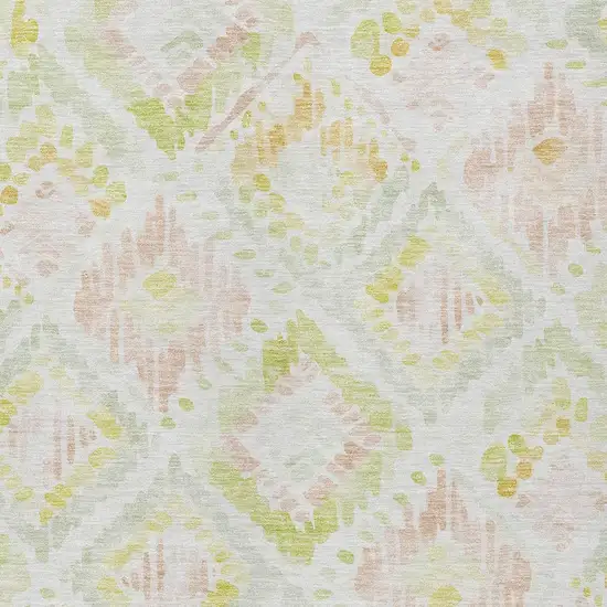 Pink Green And Beige Geometric Washable Indoor Outdoor Area Rug Photo 6