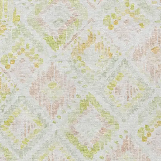 Pink Green And Beige Geometric Washable Indoor Outdoor Area Rug Photo 6
