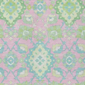 Photo of Pink Green And Blue Oriental Washable Indoor Outdoor Area Rug