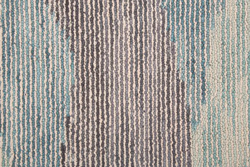 Pink Green And Blue Wool Abstract Tufted Handmade Area Rug Photo 9