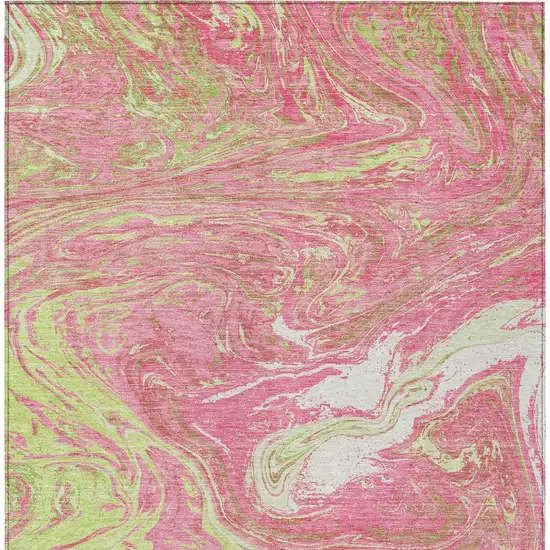 Pink Green And Ivory Abstract Washable Indoor Outdoor Area Rug Photo 6