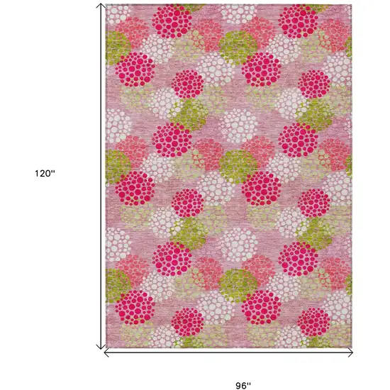 Pink Green And Ivory Polka Dot Washable Indoor Outdoor Area Rug Photo 3
