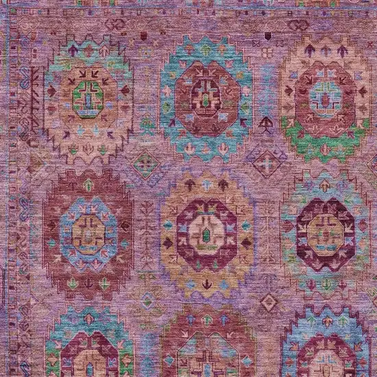 Pink Green And Mauve Medallion Washable Indoor Outdoor Area Rug Photo 6