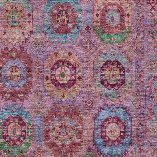 Pink Green And Mauve Medallion Washable Indoor Outdoor Area Rug Photo 7
