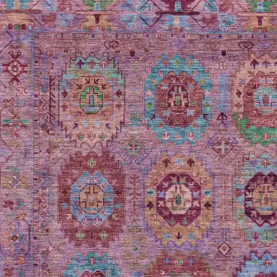 Pink Green And Mauve Medallion Washable Indoor Outdoor Area Rug Photo 7