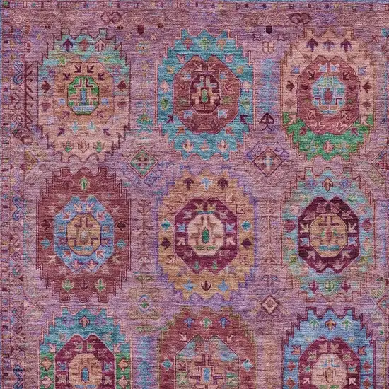 Pink Green And Mauve Medallion Washable Indoor Outdoor Area Rug Photo 7