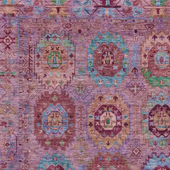 Pink Green And Mauve Medallion Washable Indoor Outdoor Area Rug Photo 6