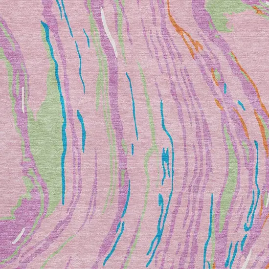 Pink Green And Orange Abstract Washable Area Rug With UV Protection Photo 3