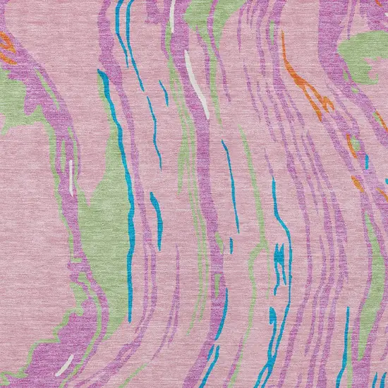 Pink Green And Teal Blue Abstract Washable Indoor Outdoor Area Rug Photo 7