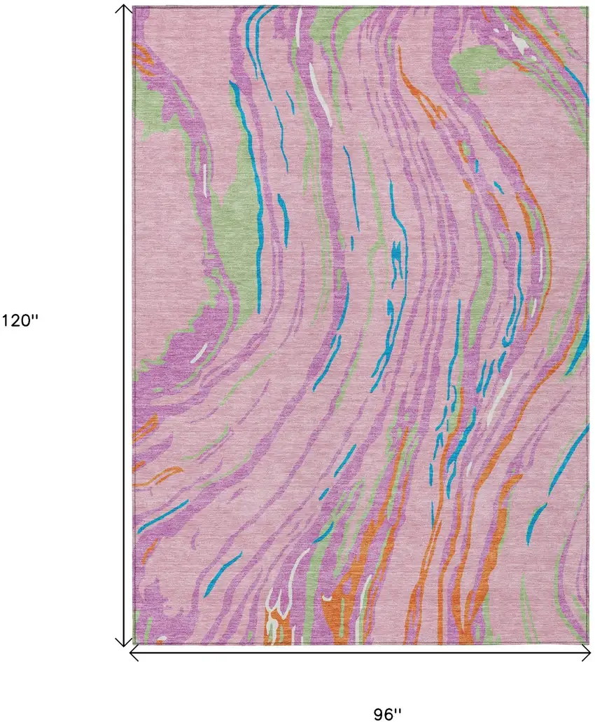 Pink Green And Teal Blue Abstract Washable Indoor Outdoor Area Rug Photo 3