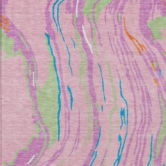 Pink Green And Teal Blue Abstract Washable Indoor Outdoor Area Rug Photo 7