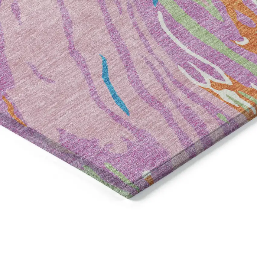 Pink Green And Teal Blue Abstract Washable Indoor Outdoor Area Rug Photo 5