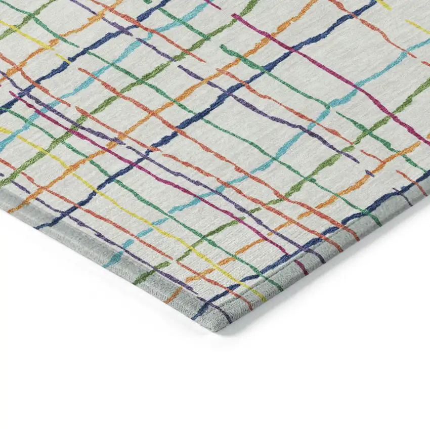 Pink Green And Yellow Striped Washable Indoor Outdoor Area Rug Photo 4