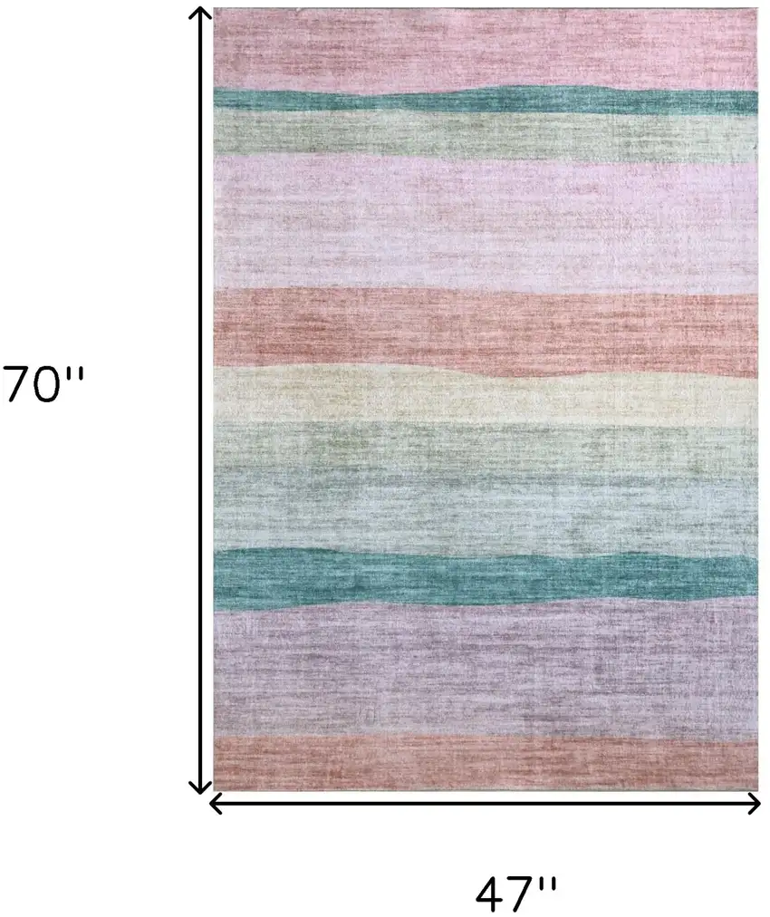 Pink Green and Purple Juvenile Rainbows Youthful Area Rug Photo 4