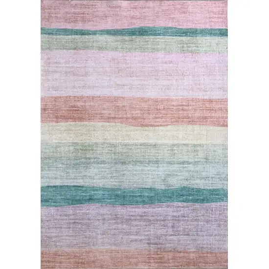 Pink Green and Purple Juvenile Rainbows Youthful Area Rug Photo 5