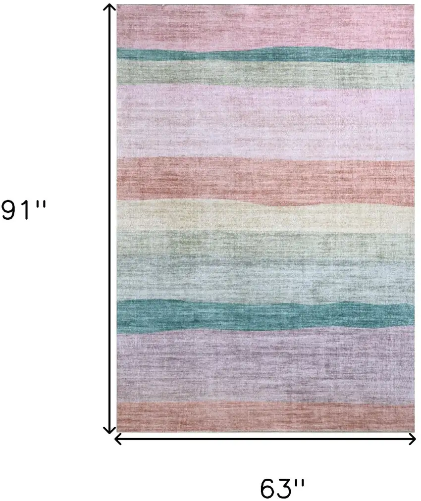Pink Green and Purple Juvenile Rainbows Youthful Area Rug Photo 5
