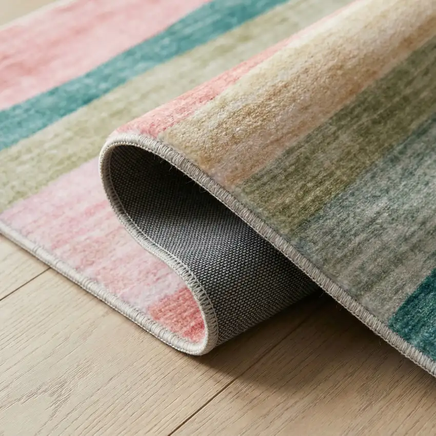 Pink Green and Purple Juvenile Rainbows Youthful Area Rug Photo 5