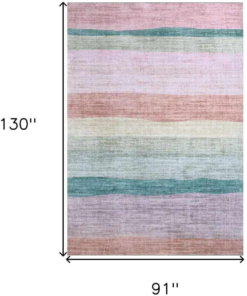 Pink Green and Purple Juvenile Rainbows Youthful Area Rug Photo 4