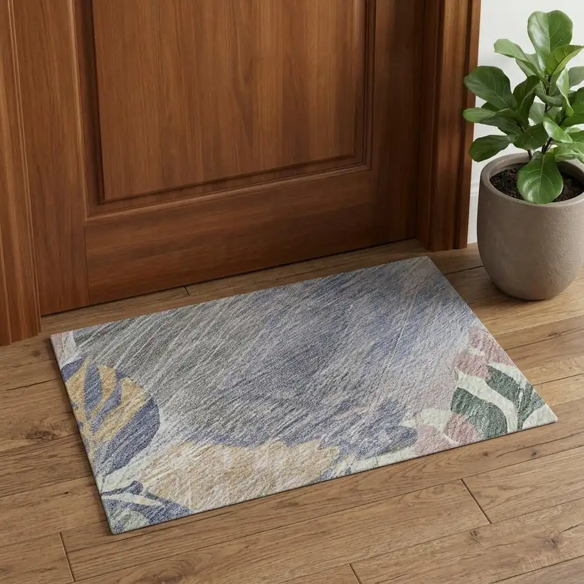 Pink Ivory And Beige Abstract Washable Area Rug With UV Protection Photo 1