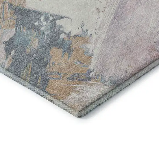Pink Ivory And Beige Abstract Washable Area Rug With UV Protection Photo 6