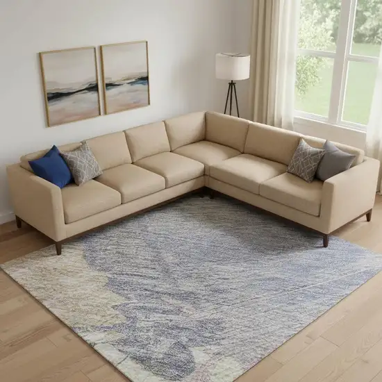 Pink Ivory And Beige Abstract Washable Area Rug With UV Protection Photo 2