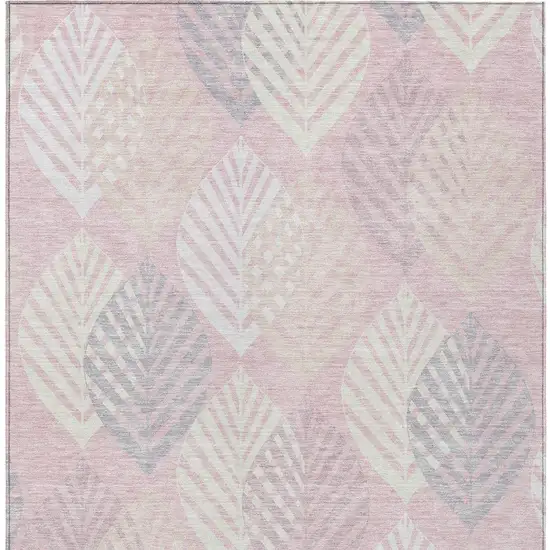 Pink Ivory And Beige Floral Washable Indoor Outdoor Area Rug Photo 5