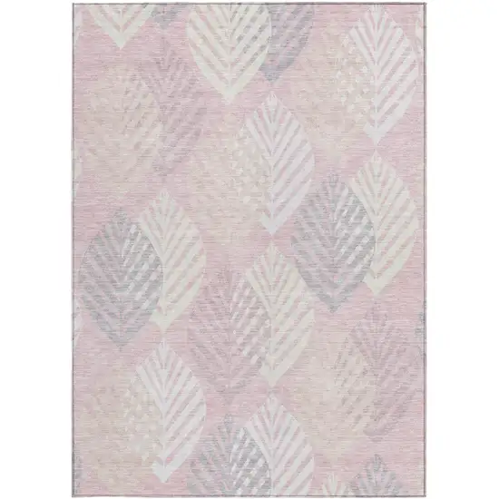 Pink Ivory And Beige Floral Washable Indoor Outdoor Area Rug Photo 6
