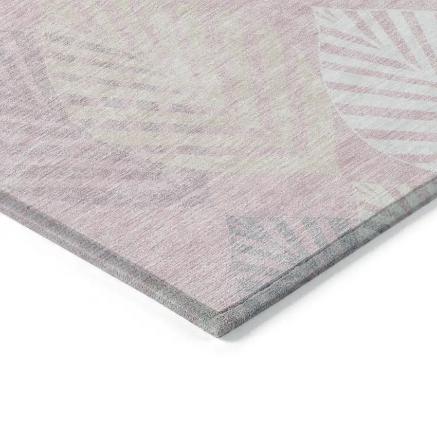 Pink Ivory And Beige Floral Washable Indoor Outdoor Area Rug Photo 3